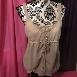 Hot Kiss Tan Elegant Cami Top Size M